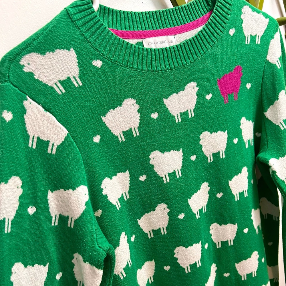 🌟HOST PICK!🌟 Charter Club 🐑 Sheep Crewneck Sweater - RARE/HTF! - Picture 2 of 5